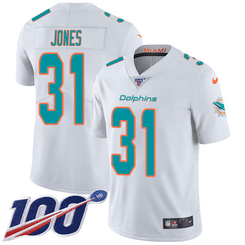 Miami Dolphins 31 Byron Jones White Men Stitched NFL 100th Season Vapor Untouchable Limited Jersey